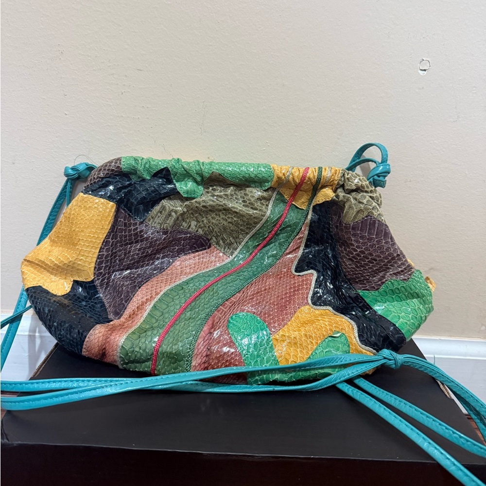 Multicolor Patchwork Drawstring Bag - image 2
